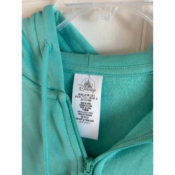Retro Walt Disney World Mickey Mouse Teal / Blue Zip Up Hoodie Jacket Size Large - Picture 5 of 6